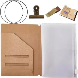 크래스파이어 6PCS 여권 사이즈 여행자 노트북 액세서리 키트 휴대용 크래프트 포켓 PVC 지퍼 파우치