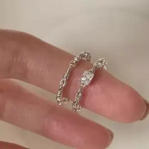 [라일리쥬얼리] Rly 데일리 레이어드 실버반지 심플 스퀘어 큐빅 비즈