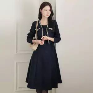 ~XXL까지 만하임 크롭 자켓 레이어드 트위드 원피스 겨울 플레어 하객룩 오피스룩 격식룩 데이트룩1233772