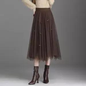 스파이더맨 여자 스커트 망사 니트 미디 라인 언밸런스 양면 OPH3