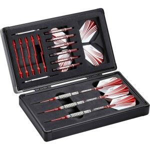 케이스마스터 시니스터 마그네틱 알루미늄 다트 케이스 스틸 팁 또는 소프트 3개와 추가 비행 샤프트 및 팁을 보관할 수 있는 정밀 절단 공간 래치로 케이스를 단단히 고정하고 회색으로 유지합니다