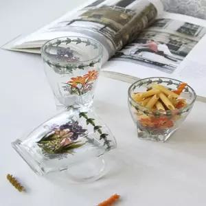 야생화 플라워 프린팅 쥬스 음료 유리컵 커피잔 하이볼 결혼선물 라떼컵 물잔