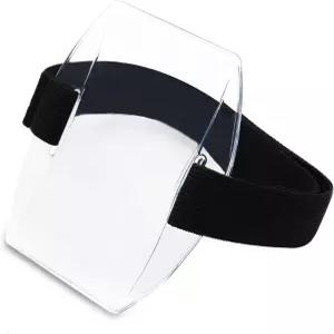 조정 가능한 스트랩 ID 카드가 있는 반엽 팔 홀더 작업용 플라스틱 이름 라벨 워크 패스 범용 팔밴드