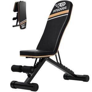 FitGoods 홈 헬스장용 조립식 접이식 웨이트 벤치 프레스 660파운드 용량 경사 감소 전신 근력 운동을 위한 윗몸 일으키기