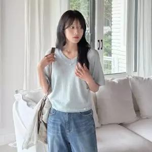 제작/빅사이즈 이블렛 레이뉴 브이넥 팬던트 니트 제이스타일1253181