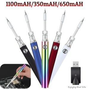510 스레드 배터리 카트 펜 1100mAh-350mAh 전압 조절 가능 스마트 파워 3 기어 미니 납땜 다리미 키트 USB