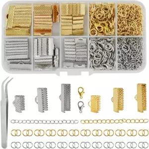 373Pcs 주얼리 제작 리본 팔찌 키트 점프 링과 DIY 북마크 체인 익스텐더 핀치 브레이슬릿 초커 목걸이