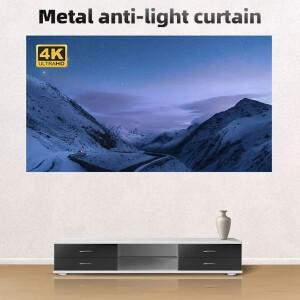 고휘도 안티라이트 프로젝터 스크린 84-150인치 16:9 메탈 커튼 - 4K 호환 가정용 야외용 사무실용 휴대용