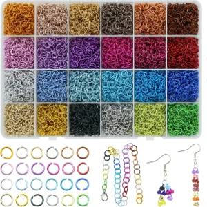 약 7200pcs 24 컬러 점프 링 주얼리 발견 초커 팔찌 목걸이 체인 제작을 위한 6mm 오픈