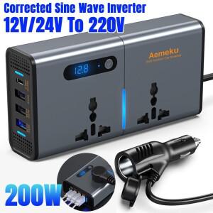 12V/24V AC 220V 자동 변환기 디지털 디스플레이 인버터 전원 어댑터 QC3.0 고속 충전기 다기능 소켓