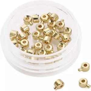 BEADIA 14K 금 도금 실린더 낚싯줄 버클 3.2mm 엔드 캡 30개 주얼리 제작 결과물
