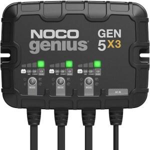 NOCO Genius GEN5X3 3뱅크 15A 온보드 배터리 충전기 - 뱅크당 5A 납산 및 리튬 배터리를 위한 과충전 보호 온도 보정 기능이 있는 12V 방수 해상 u2013
