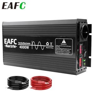 사인파 2000W/3000W/4000W EU 소켓 차량용 파워 인버터 DC 12V에서 AC 220V 50HZ 전압 변환기 스마트 LCD