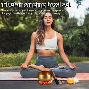 싱잉볼 핸드메이드 티베트 명상 윈드차임 위한 차크라를 요가 순동 황동 사운드볼 세트