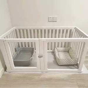 강아지 울타리 아크릴 강아지호텔 범위 안전 소형 안전문 애견 가림막 접이식 호텔장 고양이