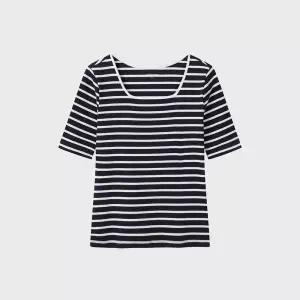 TOPTEN 여성) 코튼 립 스퀘어넥 5부티_MSF2TS2020