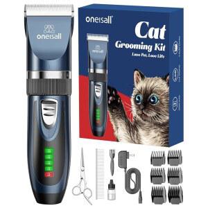 매트와 머리를 무선 동물을 위한 고양이 2단 블루 면도기 키트 콰이어트 작은 그루밍