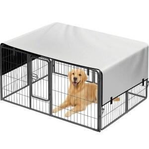 도그 플레이펜 커버, 태양 및 비 보호 기능이 있는 도그 펜 커버, 24인치 높이 8패널 반려동물 플레이펜용 옥스포드 패브릭 그늘막 지붕, 실내 및 실외 방수 안전 커버 플레이펜 미포함