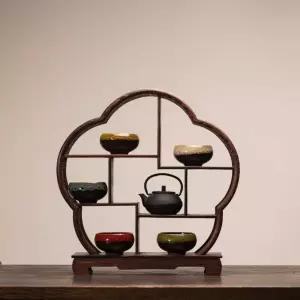 원목 장식장 찻집 다도 컵 수납 진열대 찻방 찻잔 호텔 다도 선반