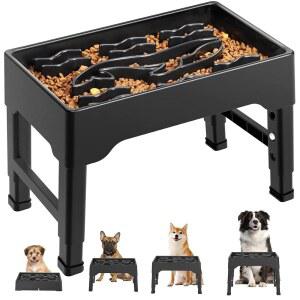 티브레이 고가 슬로우 피더 개 볼 9컵 대형 품종 높이 조절 가능한 4가지 반려동물 사료 스탠드 중형 및 품종용 논 슬립 방지 꿀꺽지 모종 식용