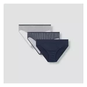 JAJU/자주 여 코튼 핀스트라이프 힙허거 팬티 3매_네이비 871916