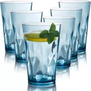 JGIRL 깨지지 않는 플라스틱 음료 잔 6개 세트 텀블러 재사용 가능한 유리컵 식기세척기