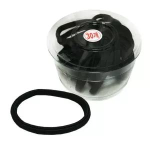 매듭없는 납작주름 검정고무줄 30P 코사지 헤어밴드