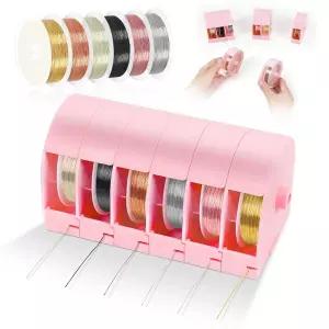 주얼리 제작 용품 및 공예용 박스가 있는 툴로르 6팩 비딩 와이어 26게이지 0.4mm 32.8피트