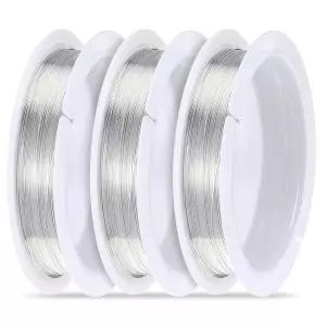 3롤 비딩 와이어 실버 0.3mm 주얼리 제작용 구리선 변색 방지 얇은 펜던트 아트 공예 DIY 직조