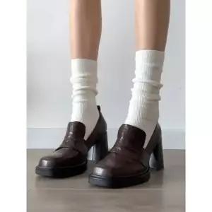 엘럽 빈티지 여성용 로퍼 소가죽 옥스퍼드화 하이힐 메리제인 통굽 단화 힐 원템5