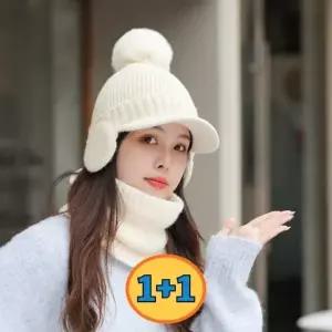 1+1 여지 겨울 방한 넥워머 귀마개 털모자 세트