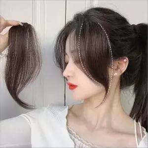 부분 가발 앞머리 인모 자연 헤어 볼륨 스타일링