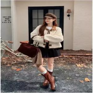 엘럽 모피 코트 털가죽 일체형 양면 세무 도톰 숏 톱 여자 원템1