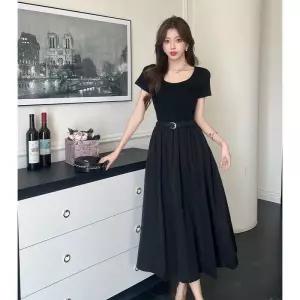 엘럽 원피스 치마 여사친 하계 정장 프렌치 스퀘어넥 슬림핏 벨트 원템2