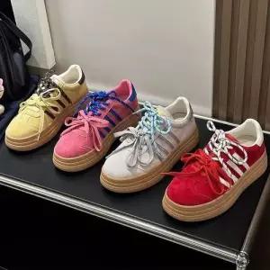 엘럽 여성 봄 가죽 리얼 통굽 보드 슈즈 캔버스화 박템5