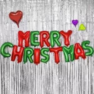 크리스마스 심플 세트 x-mas 파티세트 파티은박커튼 은박풍선 하트풍선 간편하게 준비하세요