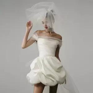 미니 웨딩드레스 셀프웨딩 프렌치 촬영 오프숄더 튜브탑