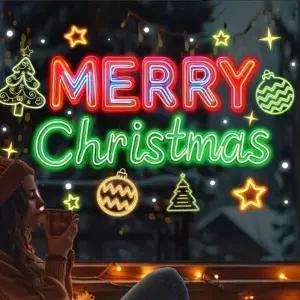 ( )크리스마스윈도우스티커네온로고