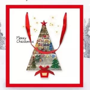 ( )크리스마스 트리 풍경 쇼핑백 종이가방 10개 1세트