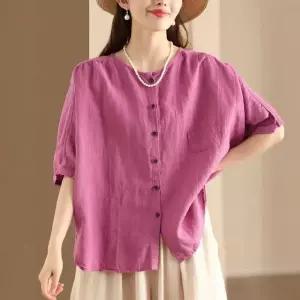 여친 빈티지 여름 블라우스 상의 카디건 셔츠 민소매 싱글 린넨 KS2