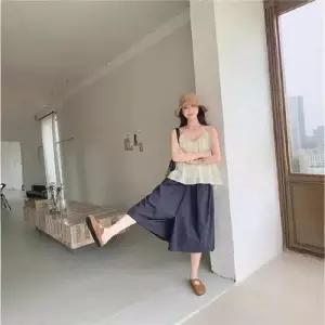 여성 노랑 여름 나시 린넨 상의 민소매 면마 테두리 블라우스 KS2