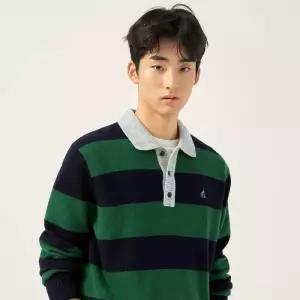 {백화점 정품} 빈폴 멘 럭비 칼라넥 니트 - 그린 (BC5951C36M)