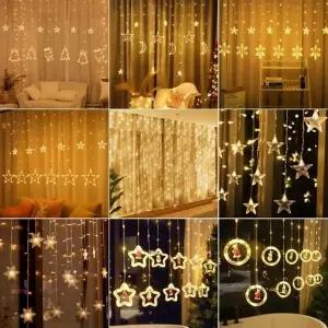 크리스마스 커튼식 가랜드 LED 조명 창문 유리 벽트리 카페 캠핑 전구장식 종합