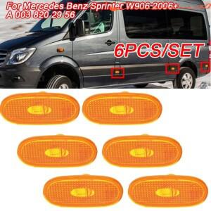 6pcs 사이드 마커 라이트 도어 램프 벤츠 모양 단거리 선수 W906 A 용 메르세데스 노란색 앰버 쉘 00382029