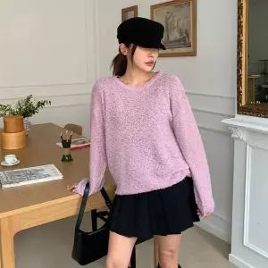 [신세계라이브쇼핑][옷자락] 여자 유넥 밑단 밴딩 아방핏 뽀글 니트