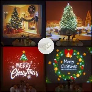 (디자인 크리스마스 6칩 미니빔)크리스마스 미니 빔 프로젝터 무드등 조명 홈파티 이벤트 소품