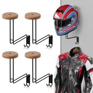 나나기프트리 헬멧 홀더 벽걸이, 4팩 모터사이클 랙, 자전거 코트, 모자, 야구, 럭비 헬멧용 후크 걸이 2개 포함된 걸이식