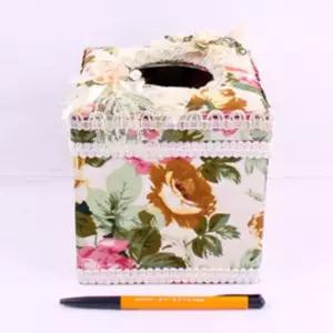 장미꽃 휴지케이스(정사각) 티슈 화장지 보관통 정리 인테리어 소품