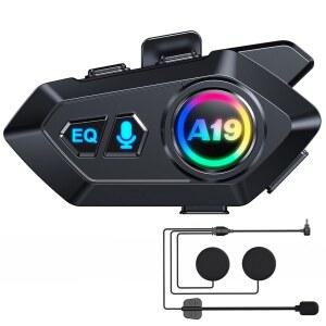 WNJACO 모터사이클 헬멧 블루투스 헤드셋, 야외 무선 5.4 헤드폰 스피커 소음 제거 인터콤 통신 시스템(IPX6 방수/강력 베이스 포함)