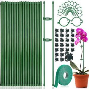 실내 식물을 위한 테투터 76pcs 식물 말뚝 25팩 16인치 지지대 실내외 링 클립 및 넥타이가 있는 유리 정원 토마토 난초